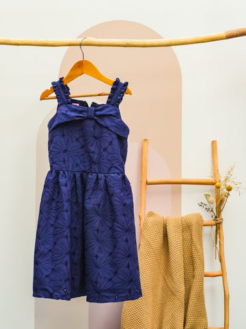 Navy Blue with front ribbon detail dress