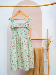 Green floral sleeveless dress