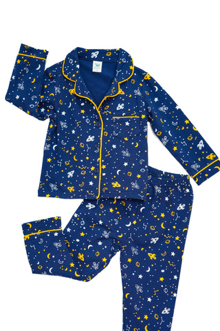 Boys Premium Sleep Wear Long Sleeves Printed A/O Collection "Navy Blue"