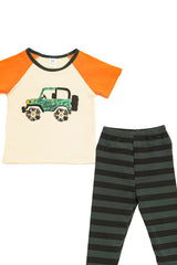 Boys Lounge Wear Rocco Pajama Set Car Collection "Green Car"