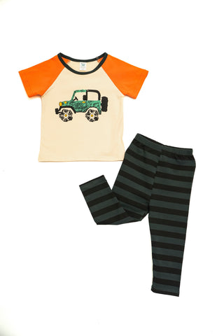 Boys Lounge Wear Rocco Pajama Set Car Collection "Green Car"