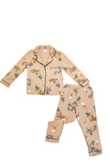 Boys Premium Sleep Wear Long Sleeves Printed A/O Collection "Light Brown"