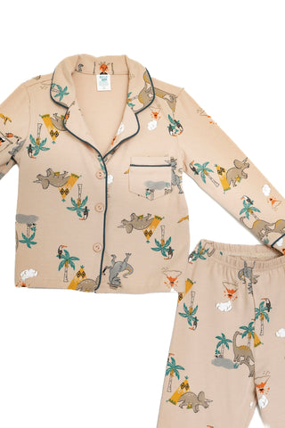 Boys Premium Sleep Wear Long Sleeves Printed A/O Collection "Light Brown"