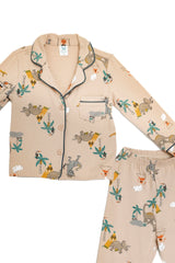 Boys Premium Sleep Wear Long Sleeves Printed A/O Collection "Light Brown"