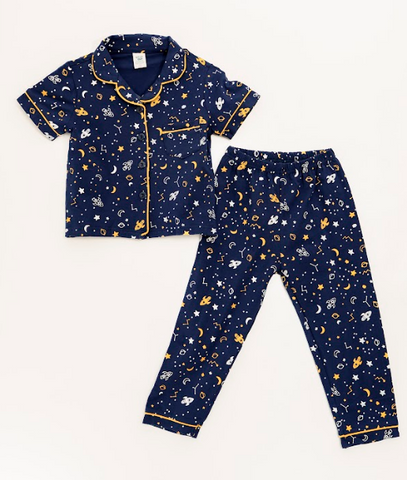 Boys Premium Sleep Wear Short Sleeves Printed A/O Collection "Navy Blue"