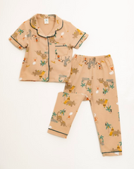 Boys Premium Sleep Wear Short Sleeves Printed A/O Collection "Light Brown"