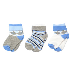 Baby Me Boys 3 in 1 Infant Cuff Socks (B19452)