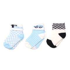 Baby Me Boys 3 in 1 Infant Cuff Socks (B20165)