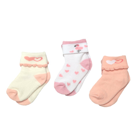 Baby Me Girls 3 in 1 Infant Cuff Socks (G19456)