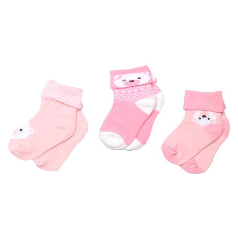 Baby Me Girls 3 in 1 Infant Cuff Socks (G19458)