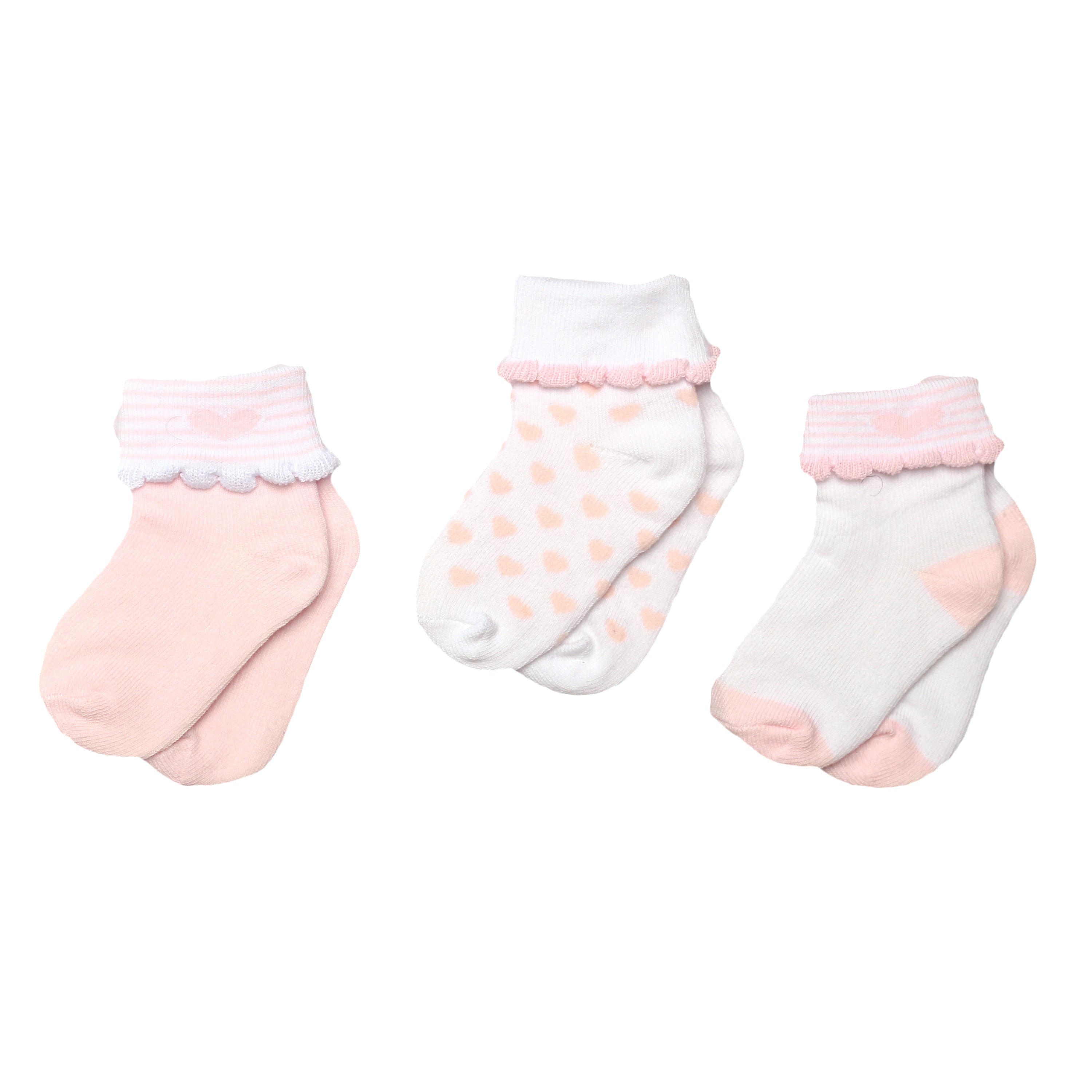 Baby Me Girls 3 in 1 Infant Cuff Socks (G20168)