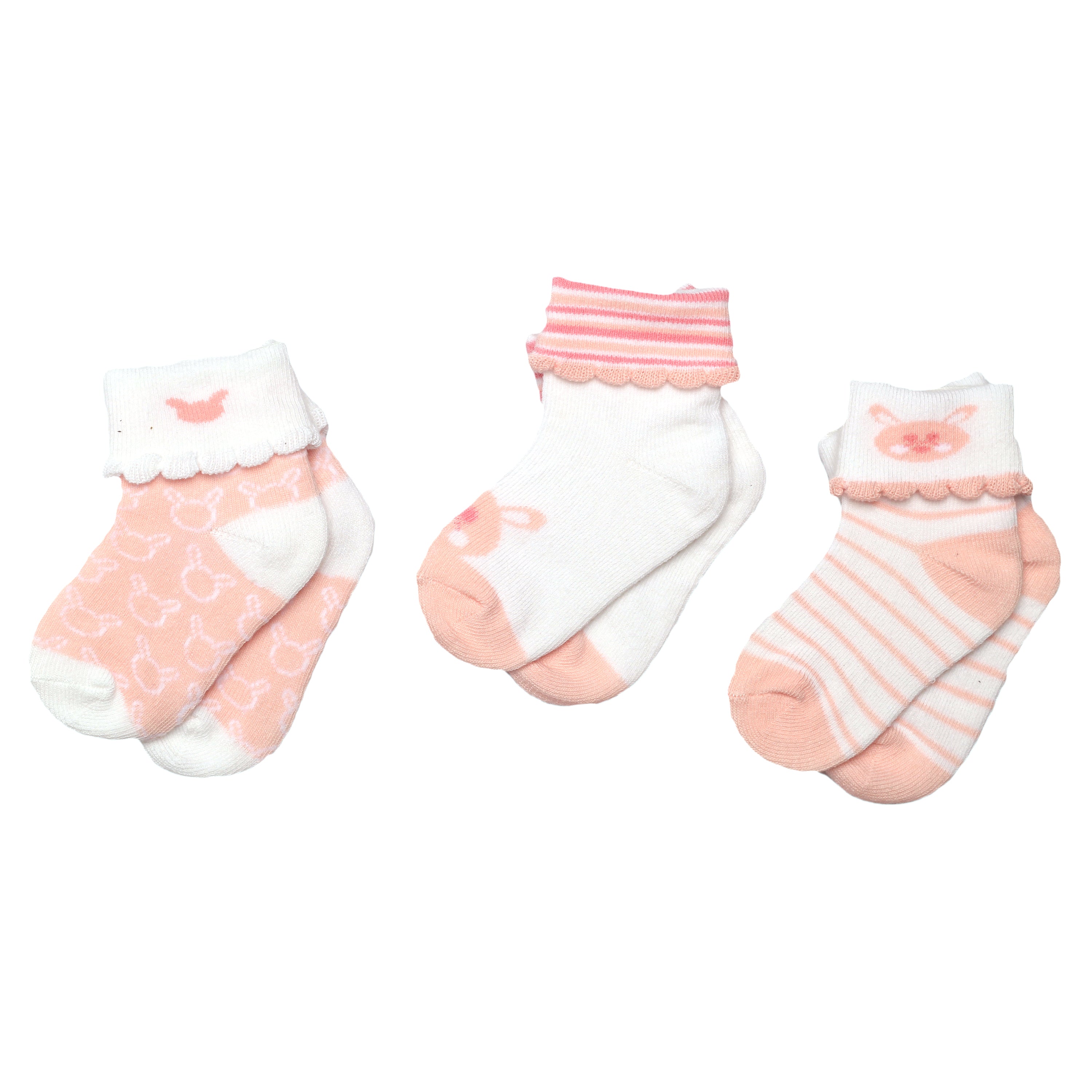 Baby Me Girls 3 in 1 Infant Cuff Socks (G20169)